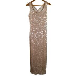 Lady's Image Pink Sequin Long Evening Gown Dress Size Womens Small Formal Fancy